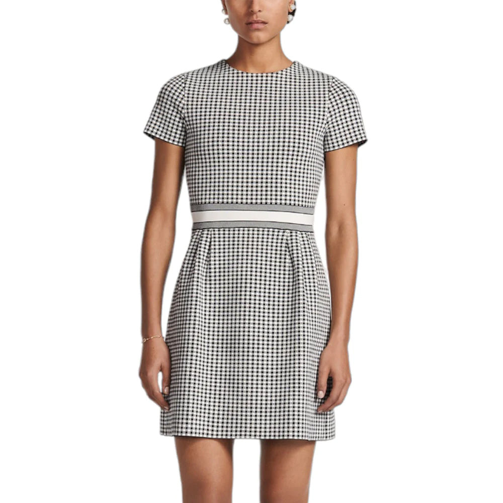 Christian Dior Short Flared Dress Check'n'D Knit Gray Black