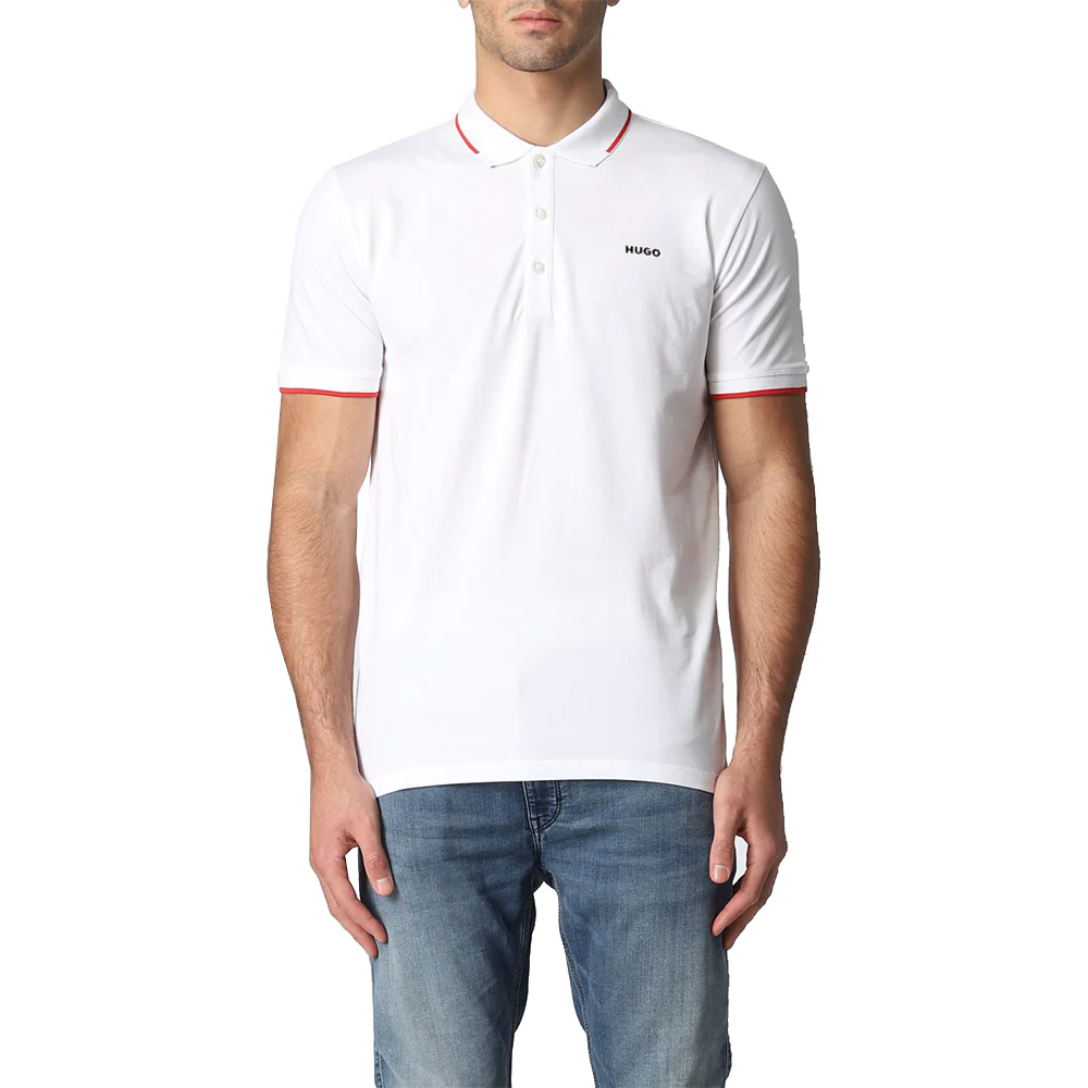 Hugo Boss Dinoso222 Black Logo Polo Shirt White