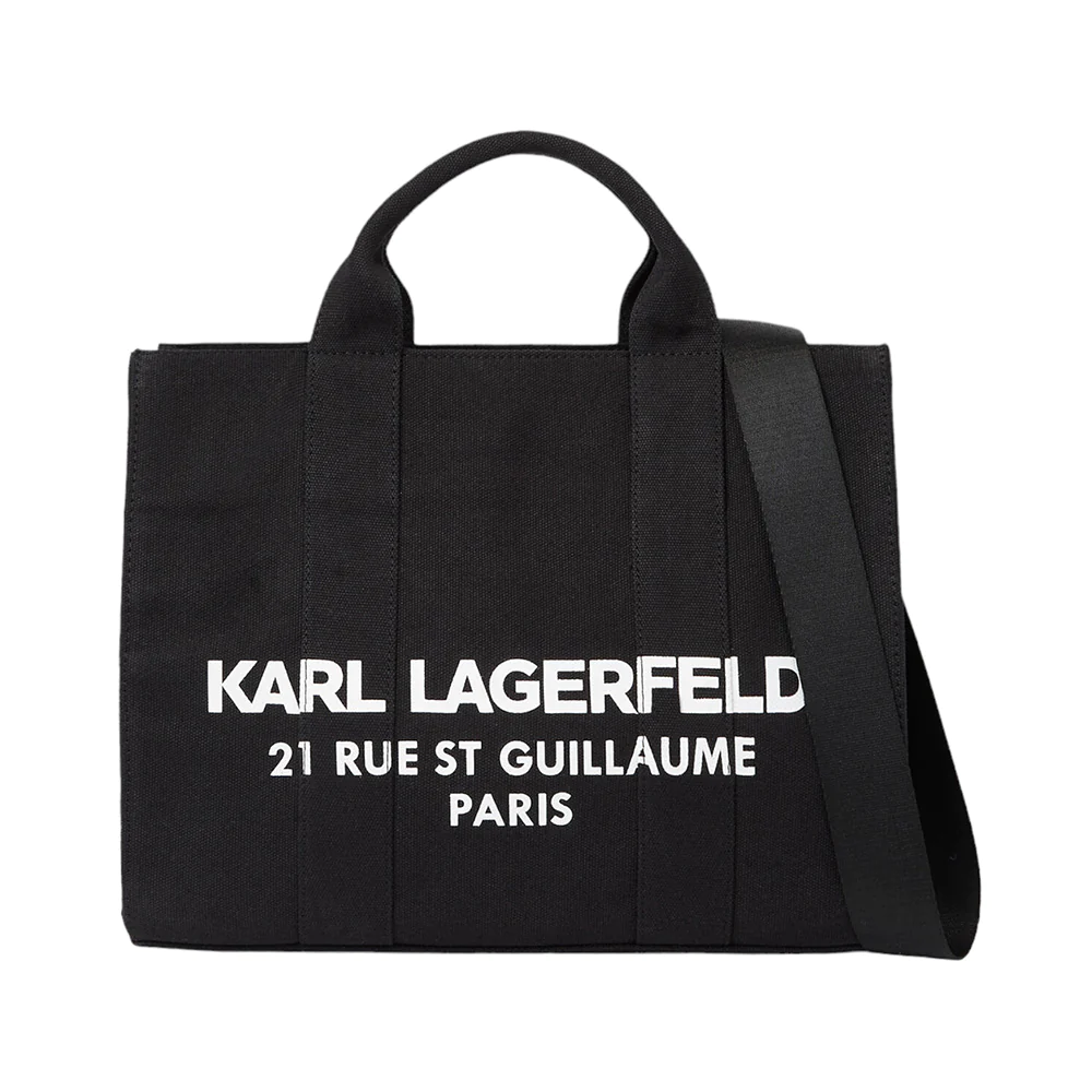 Karl Lagerfeld Rue St Guillaume Square Canvas Tote Bag Black