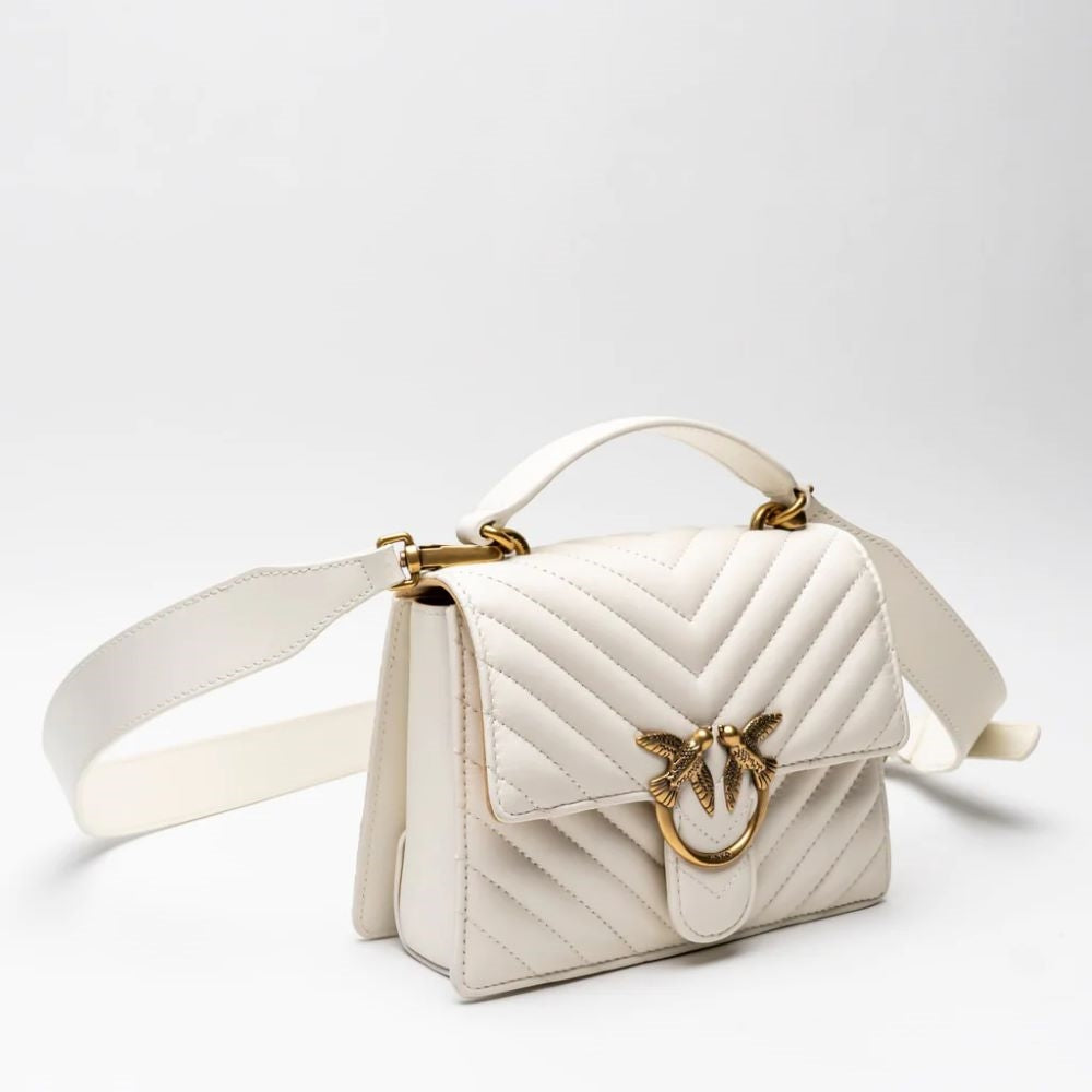 Pinko Love One Top Handle Mini Quilted White Ghw 