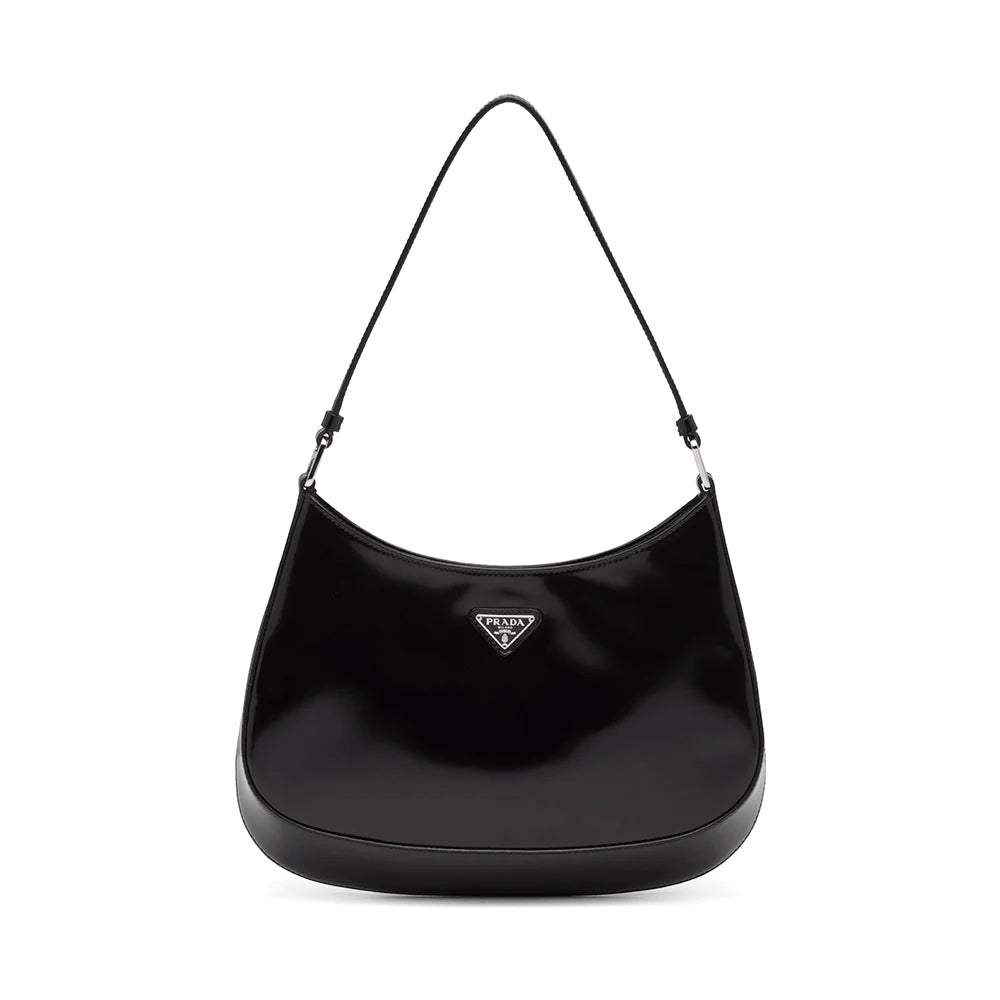 Prada Cleo Brushed Leather Shoulder Bag Black