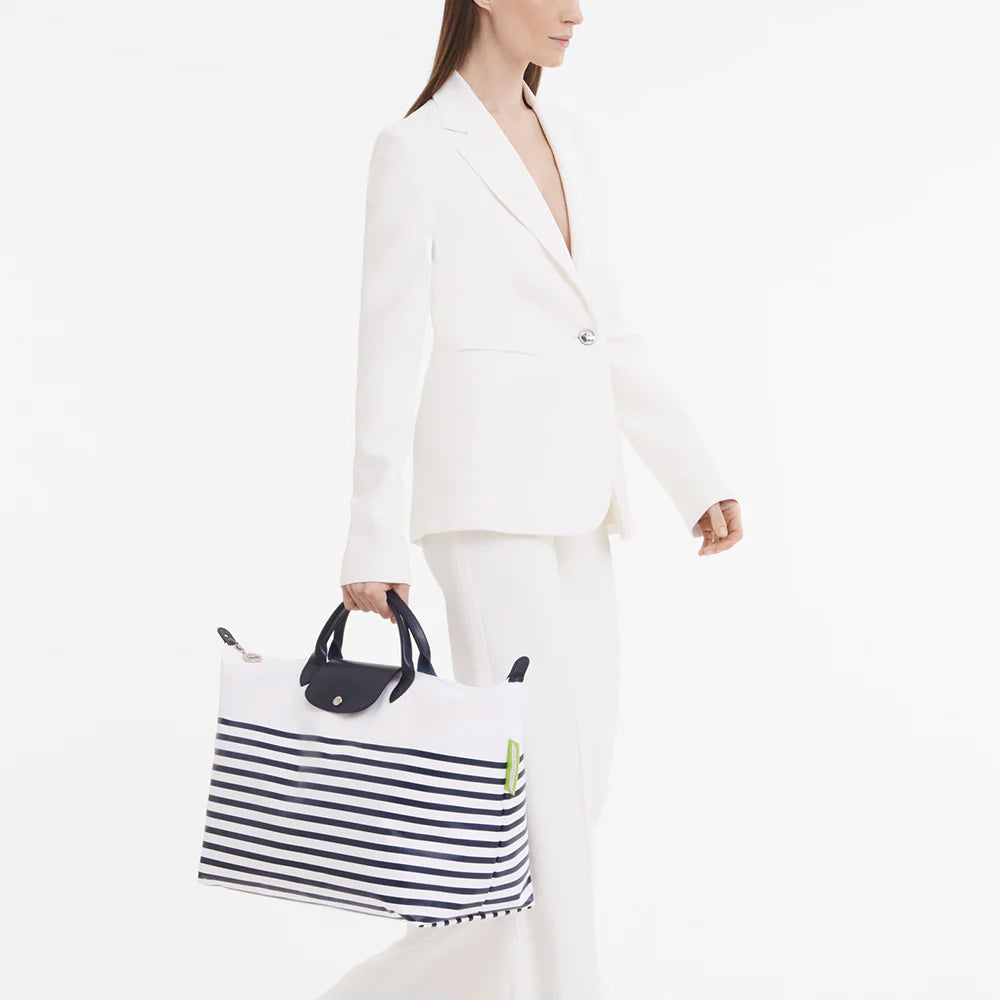 Longchamp Le Pliage Collection S Canvas Travel Bag Navy/White