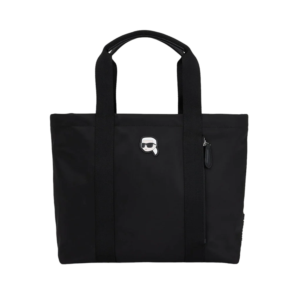 Karl Lagerfeld K Ikonik 1.0 Nylon Large Zip Tote Bag Black