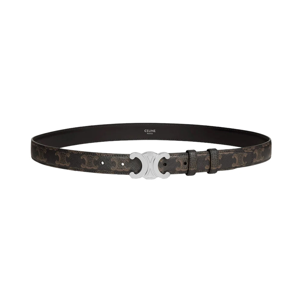 Celine Medium Triomphe Belt Canvas with Collar Stud Buckle Black