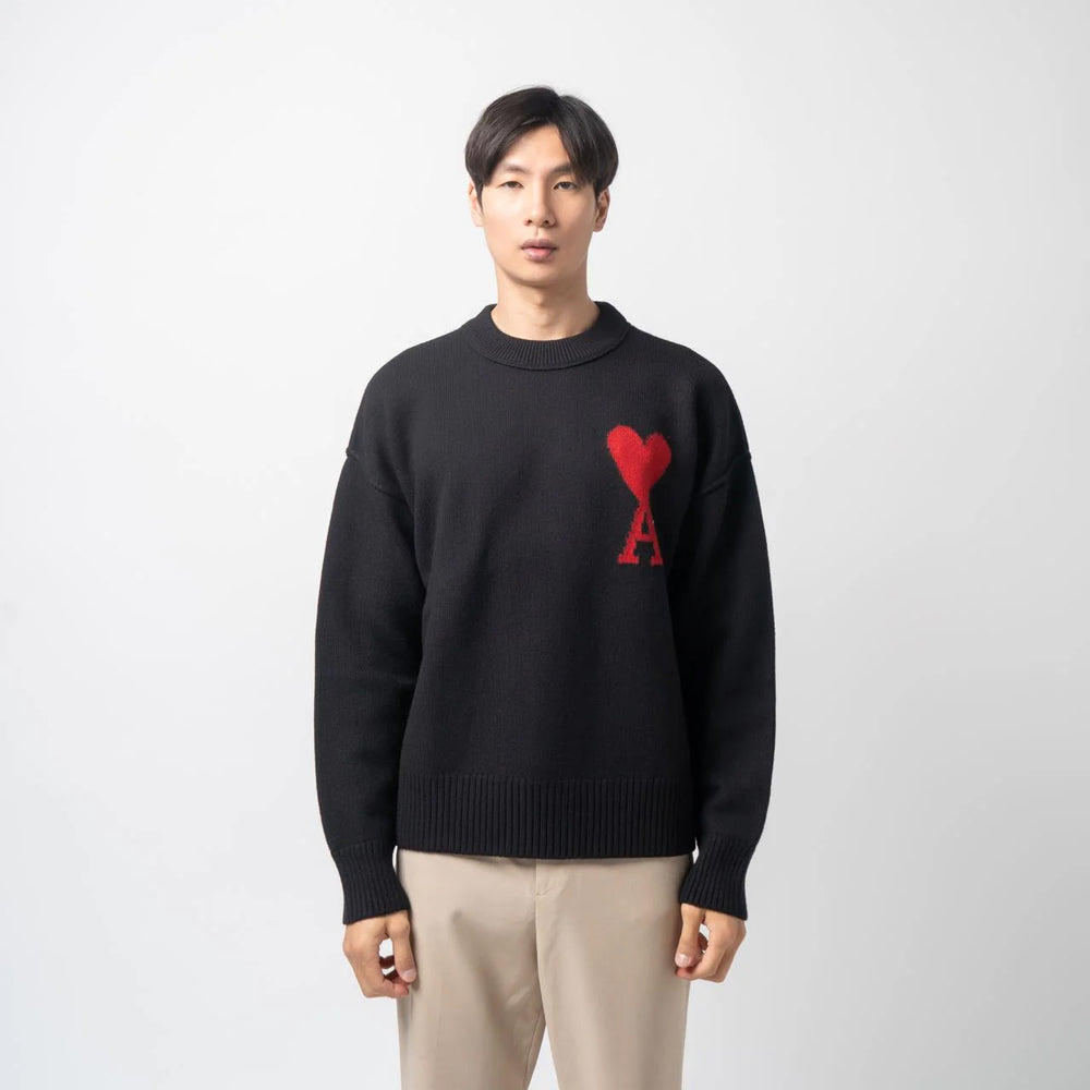 AMI Paris Ami De Coeur Crewneck Sweater Black