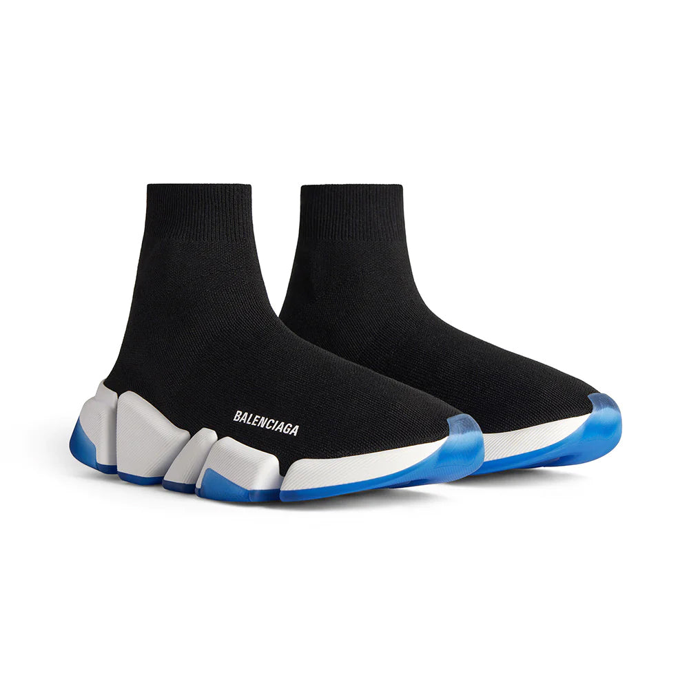 Balenciaga Speed 2.0 Transparent Sole Sneakers Black/White Blue