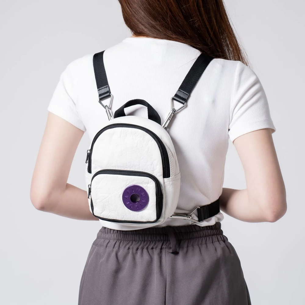 Bimba Y Lola Chimo Logo Small Grained Leather Backpack White