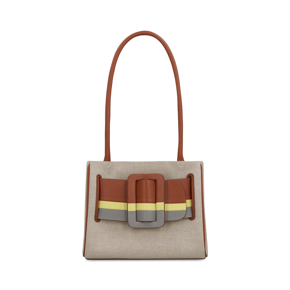 Bobby Soft 23 Soft Mille Feuille Leather Buckle Shoulder Bag Sorrel Popcorn Grey Flannel