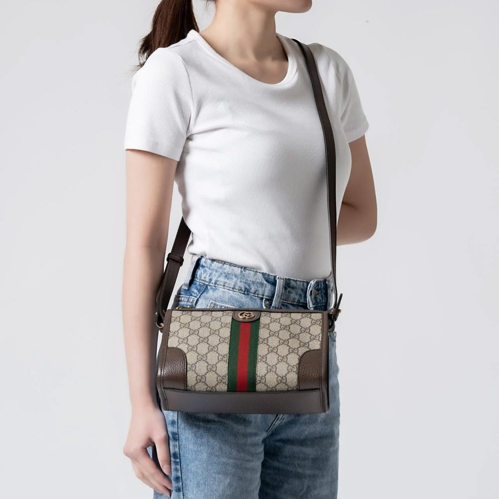Ophidia GG Supreme Canvas Messenger Bag Brown