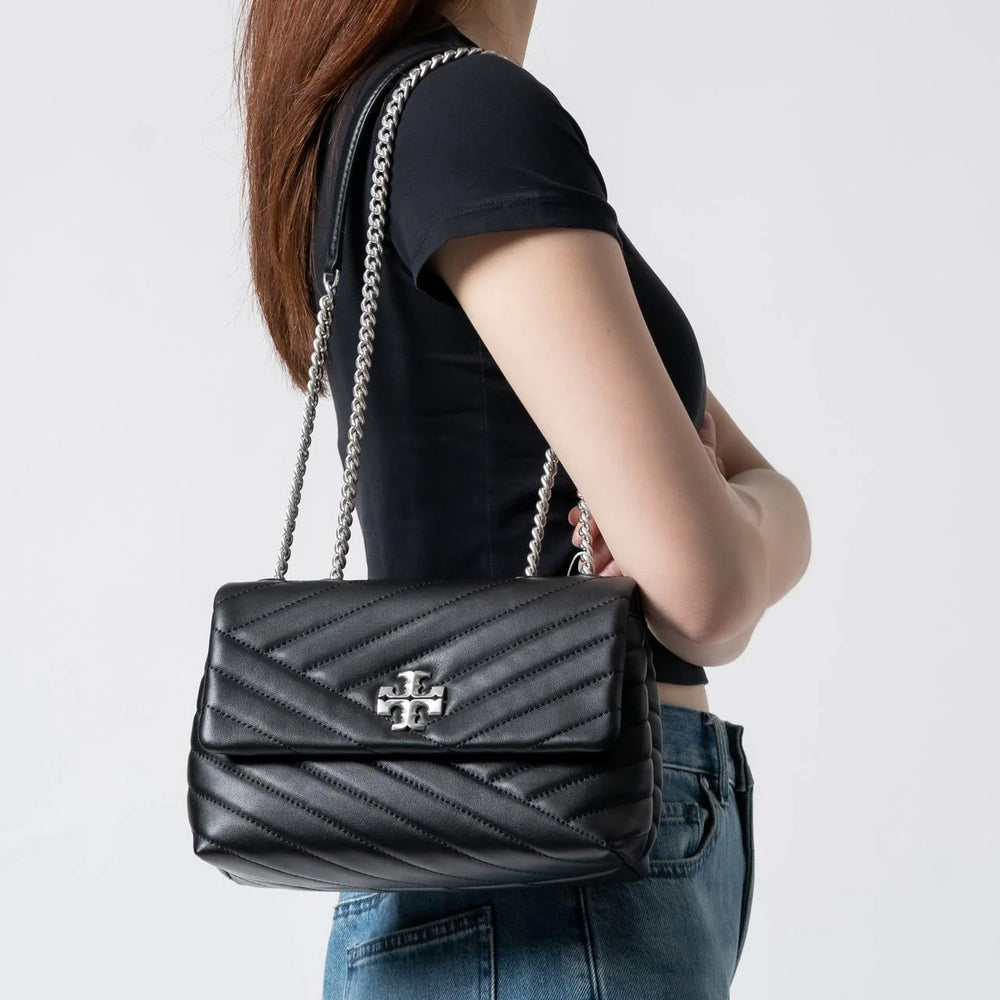 Tory Burch Kira Chevron Convertible Shoulder Bag Black Shw