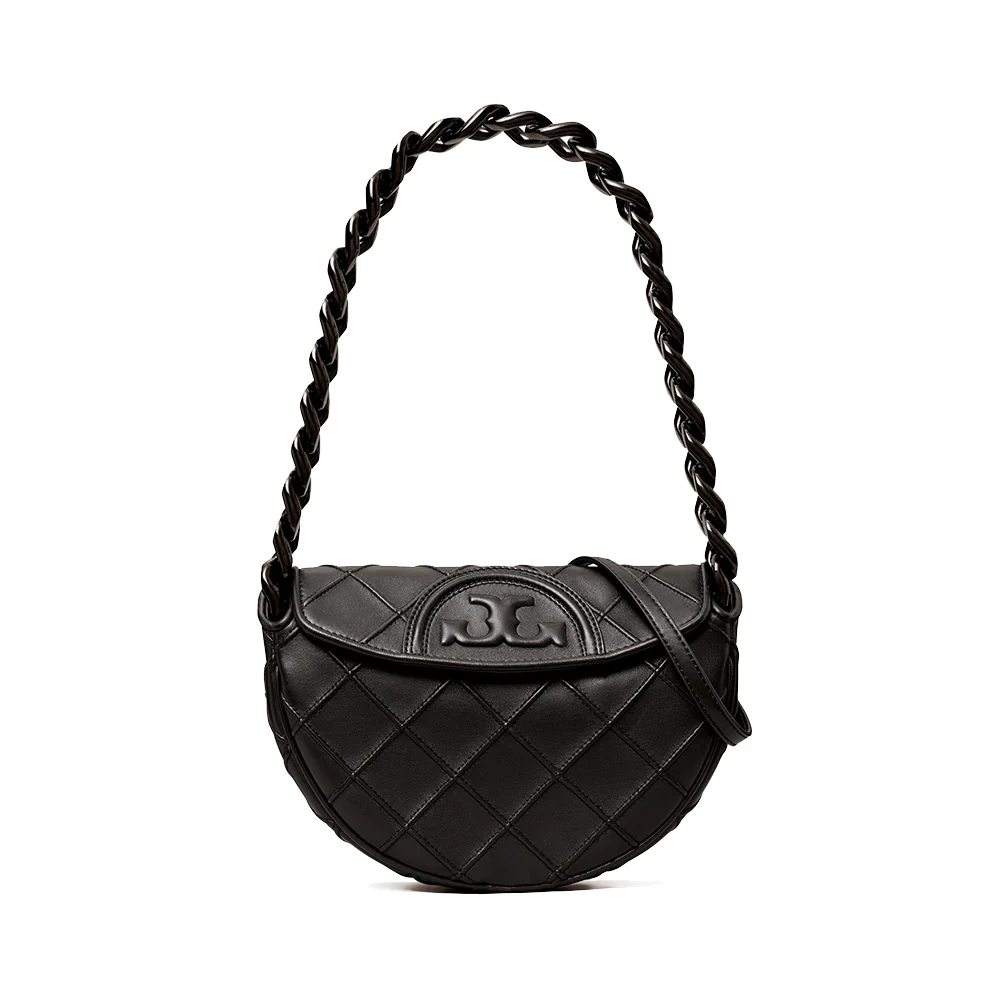 Tory Burch Fleming Soft Crescent Mini Shoulder Bag Black