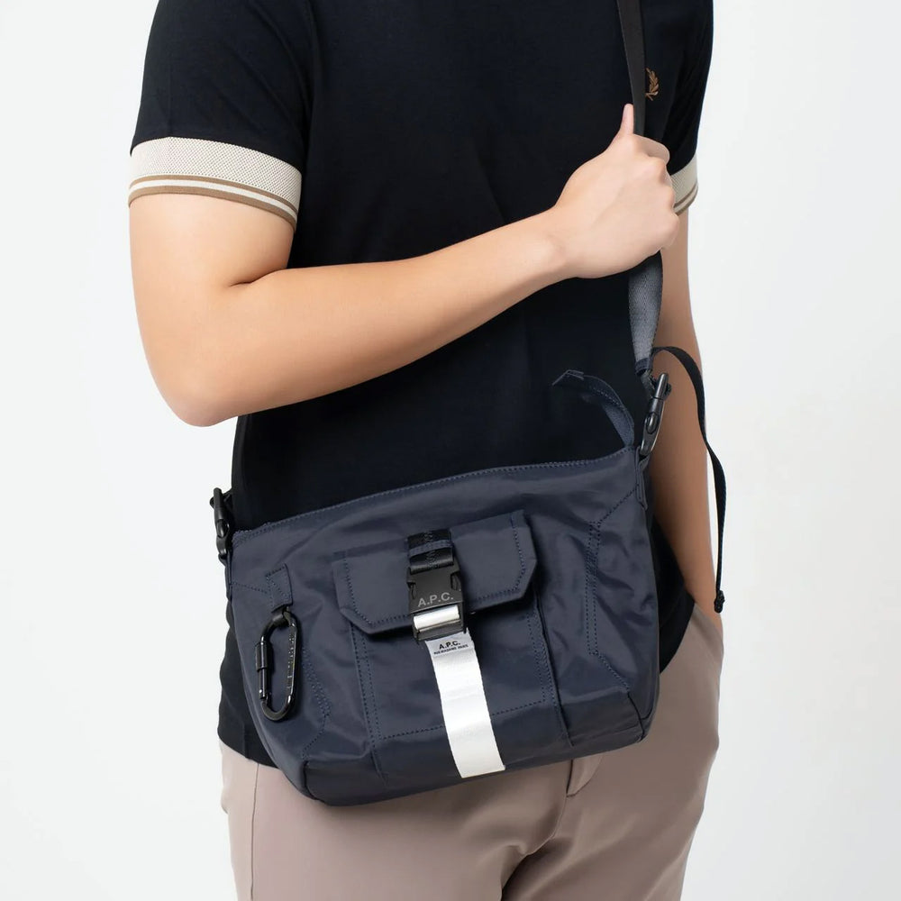 A.P.C Track Logo Buckle Fastening Crossbody Bag Navy