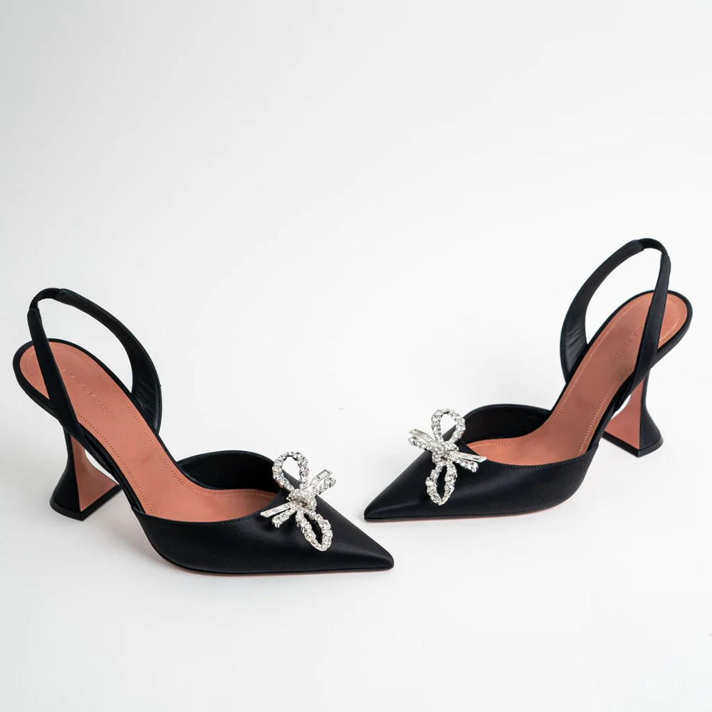 Rosie Slingback Pumps Crystal Satin Black
