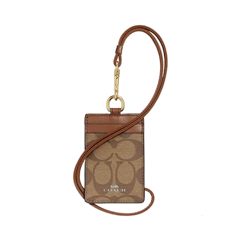 Coach Lanyard Signature Brown Khaki Saddle