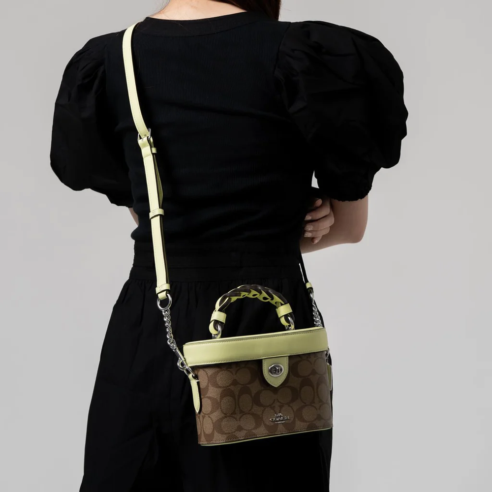 Kay Siganture Canvas Crossbody Khaki Pale Lime Phw