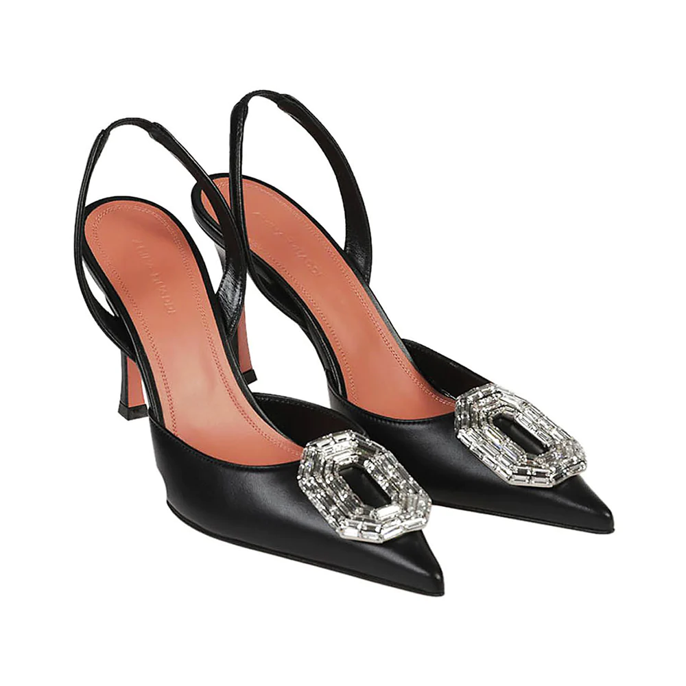 Rosie Slingback Pumps Crystal Satin Black