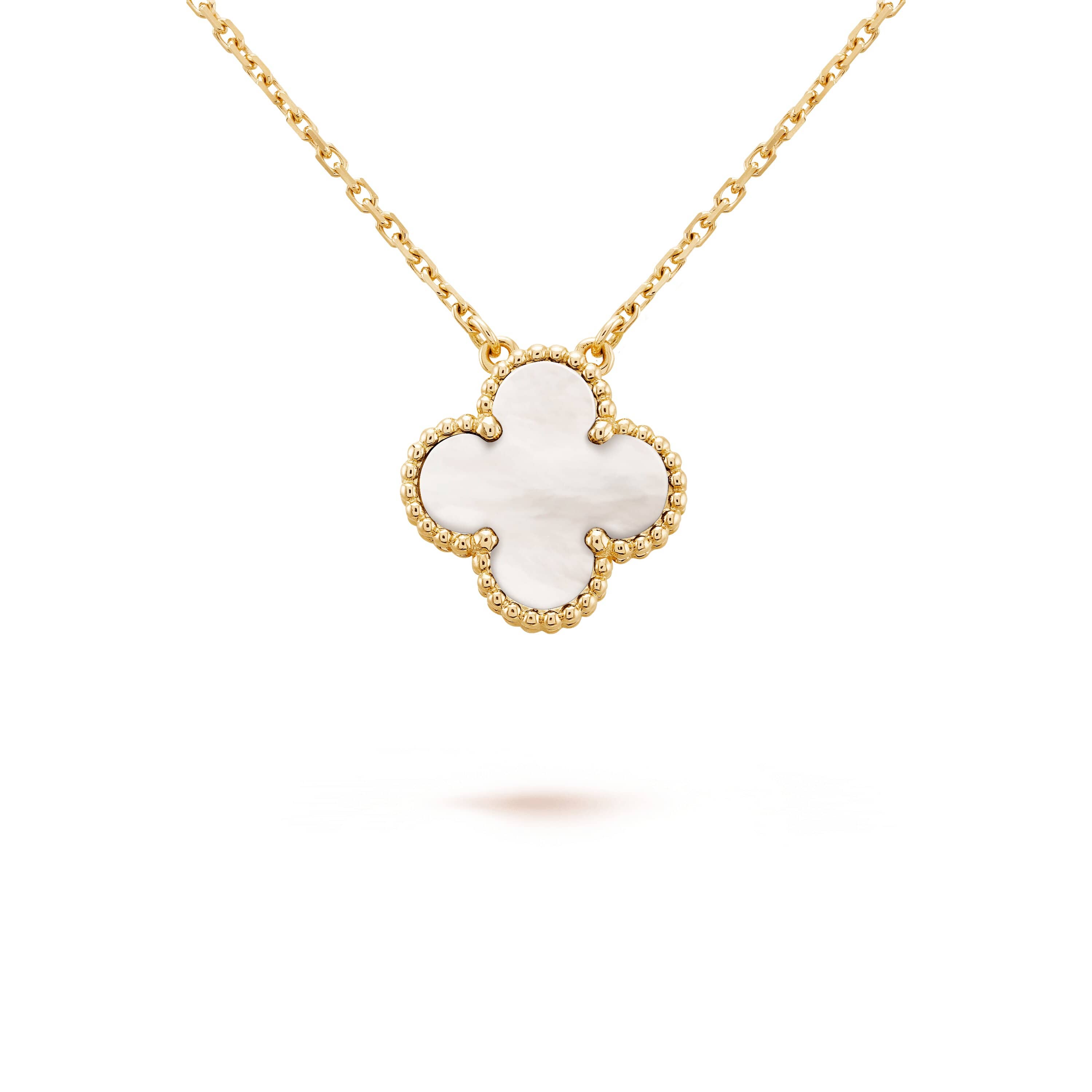 Van Cleef & Arpels Vintage Alhambra Pendant Yellow Gold White Mother