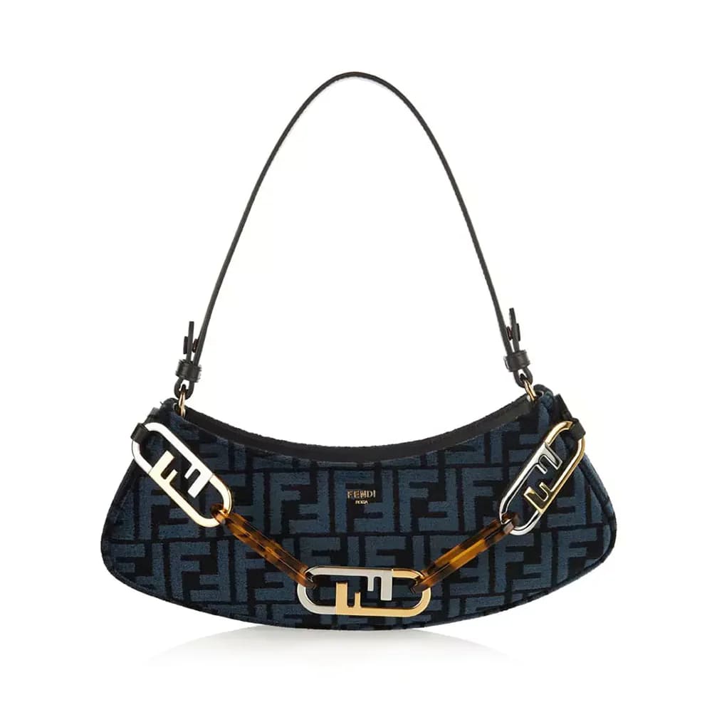 O'Lock Swing FF Tapestry Fabric Shoulder Bag Blue