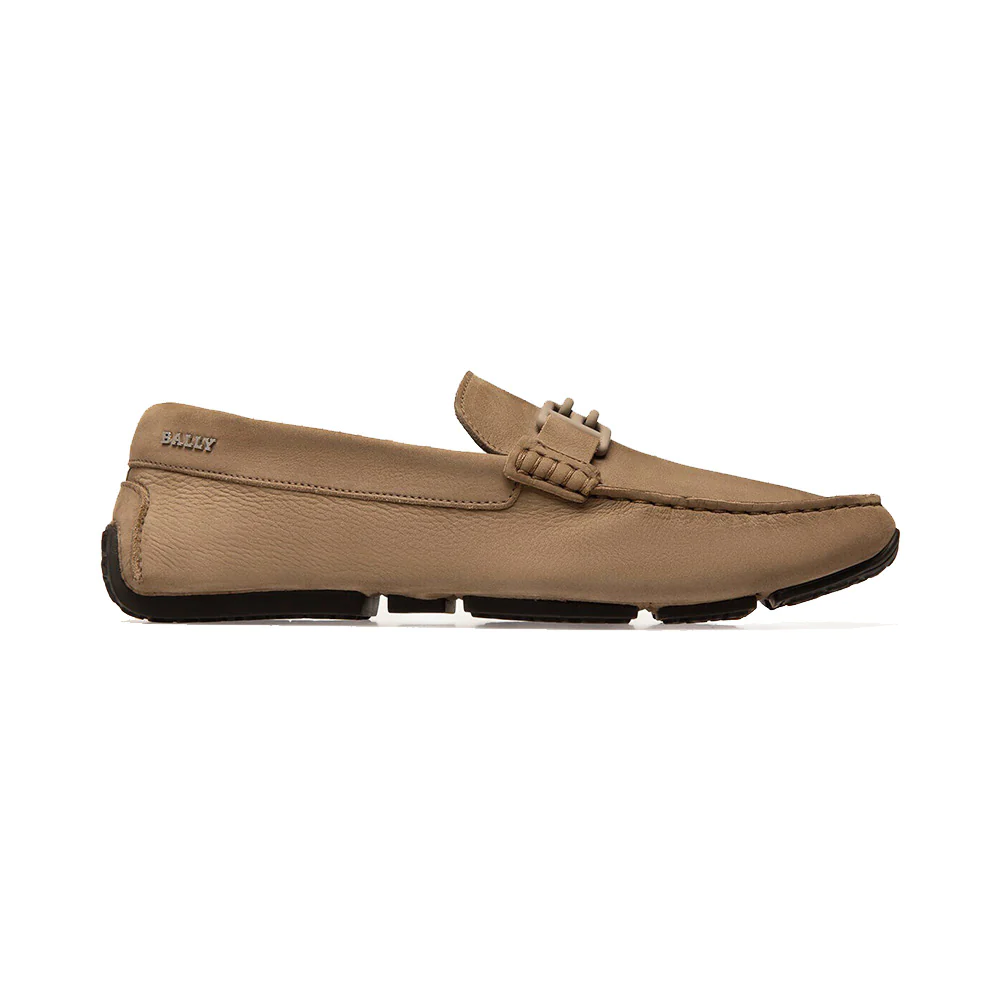 Parsal Grained Leather Loafers Taupe