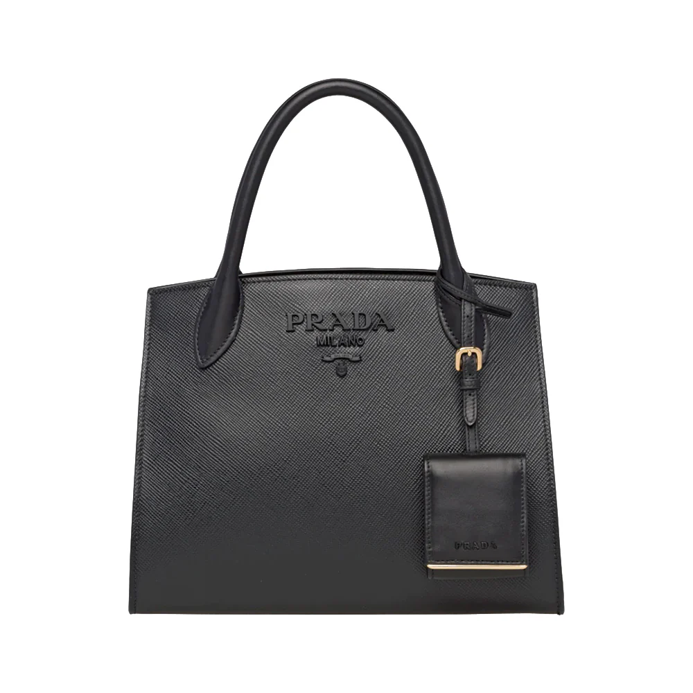 Prada Saffiano Monochrome Leather Bag Black
