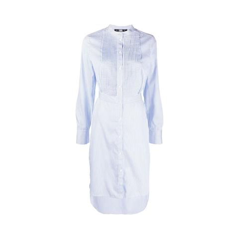 Karl Kagerfeld Pinstripe Poplin Shirt Dress Blue White