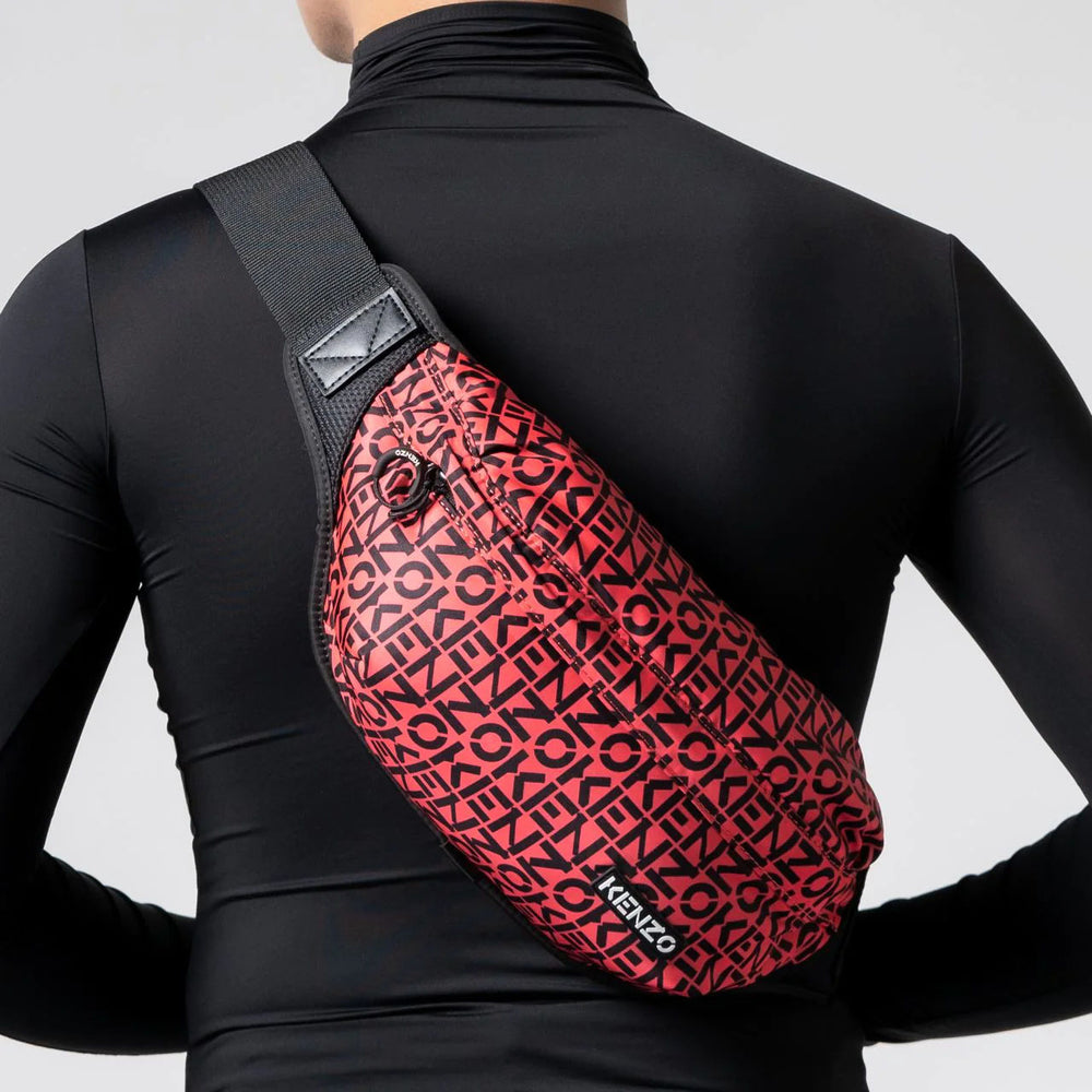 Repeat Monogram Print Bumbag Red Black