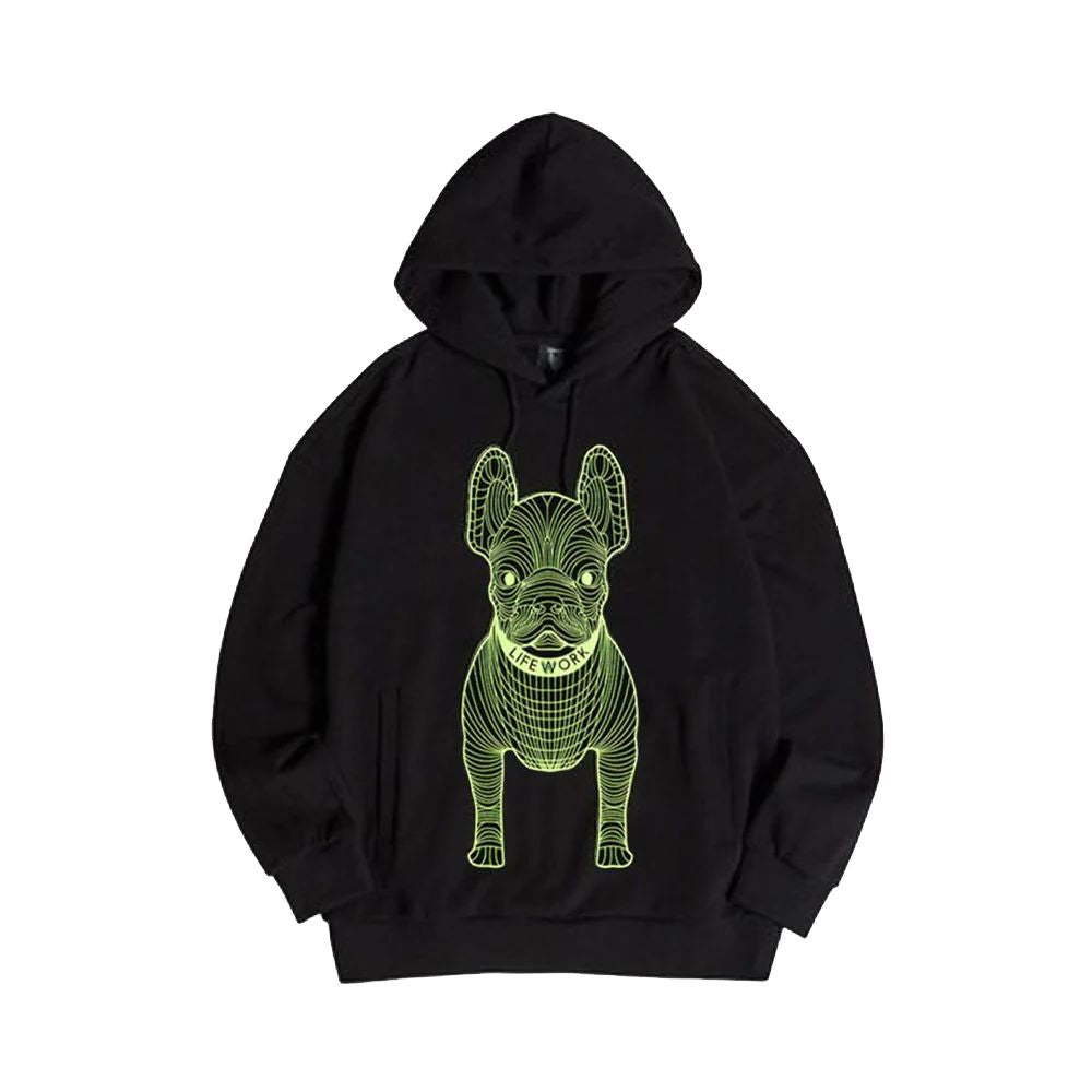 Lifework Graphic Drawstring Hoodie Black/Green