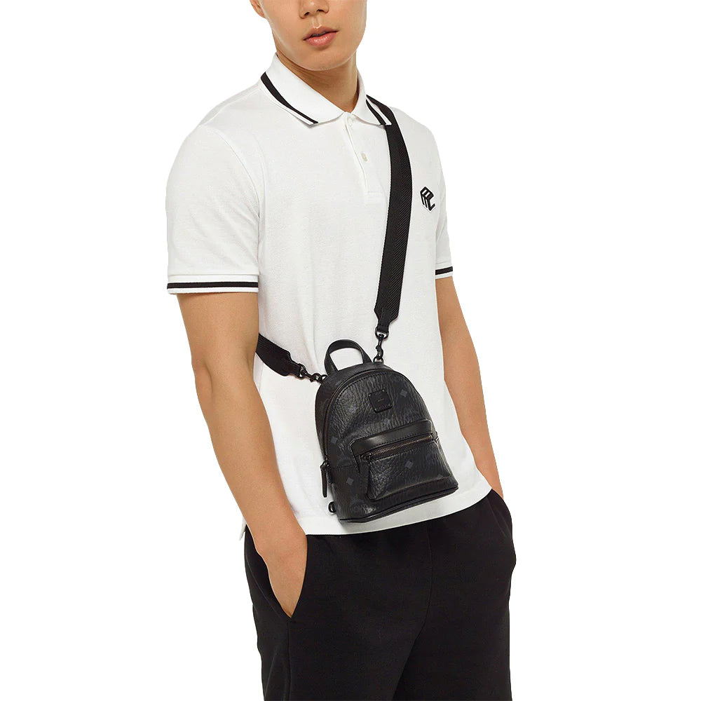MCM Mini Stark Crossbody In Visetos Black