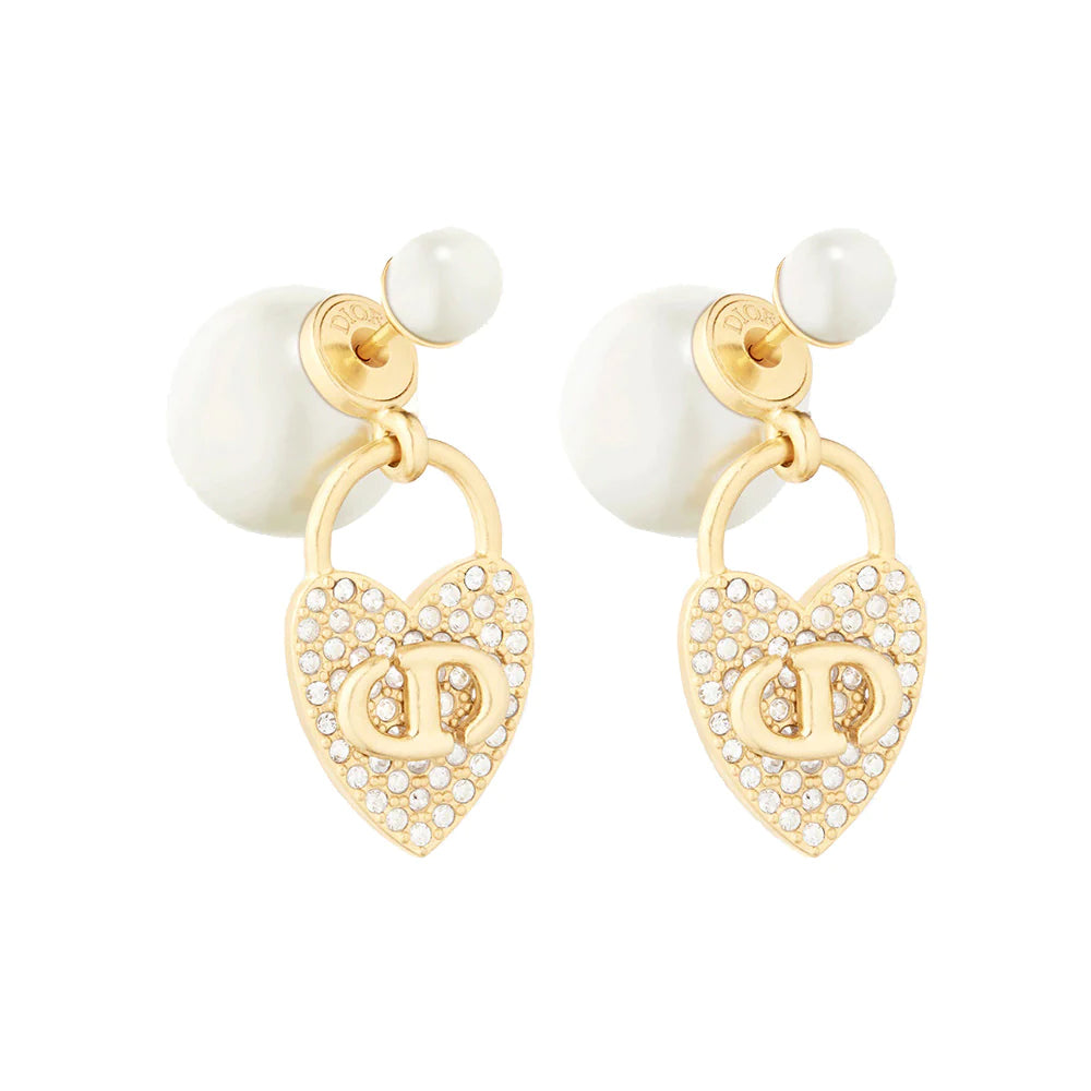Christian Dior Tribales Earrings Gold-Finish Metal with White Resin