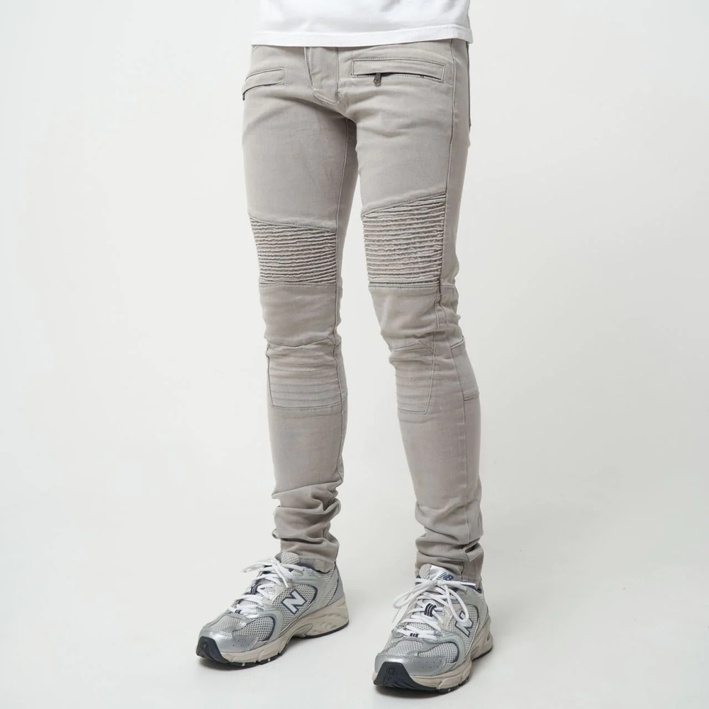 Gray Biker Jeans