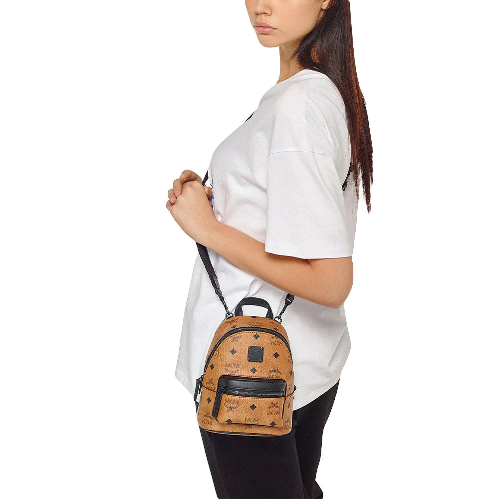 MCM Mini Stark Crossbody in Visetos Cognac