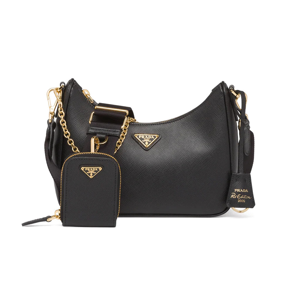 Prada Re-Edition 2005 Saffiano Leather Bag Black Ghw 
