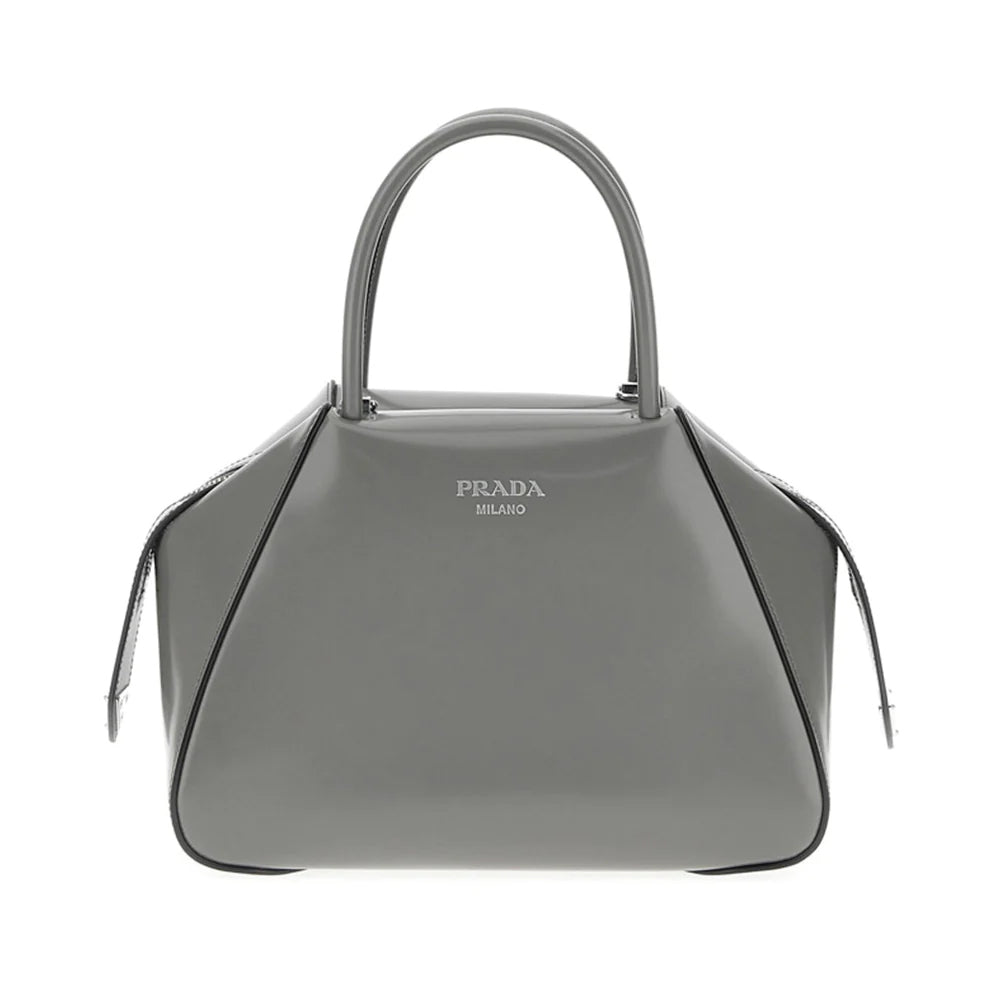 Prada Small Brushed Leather Supernova Handbag Marmo Grey