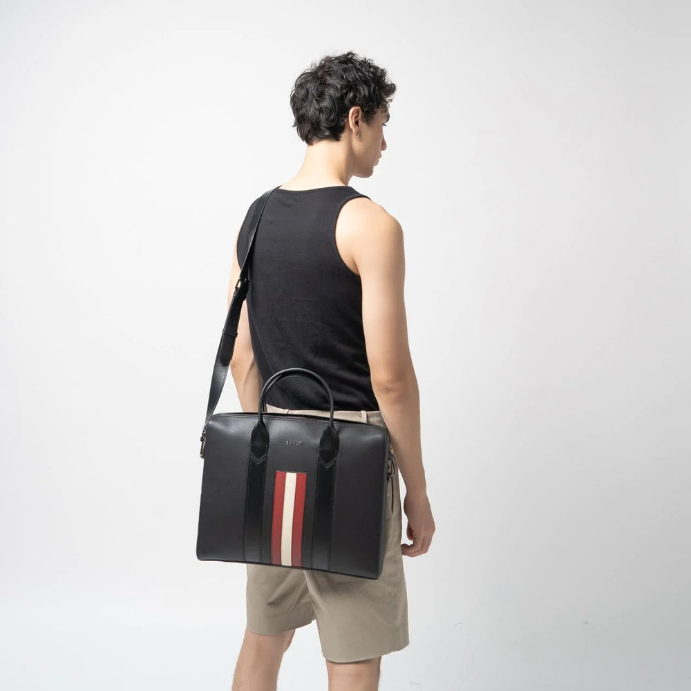 Bally Elter Leather Business Bag Black