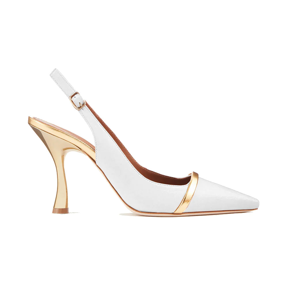 Malone Souliers Kaya 90 Slingback Heels White Gold 