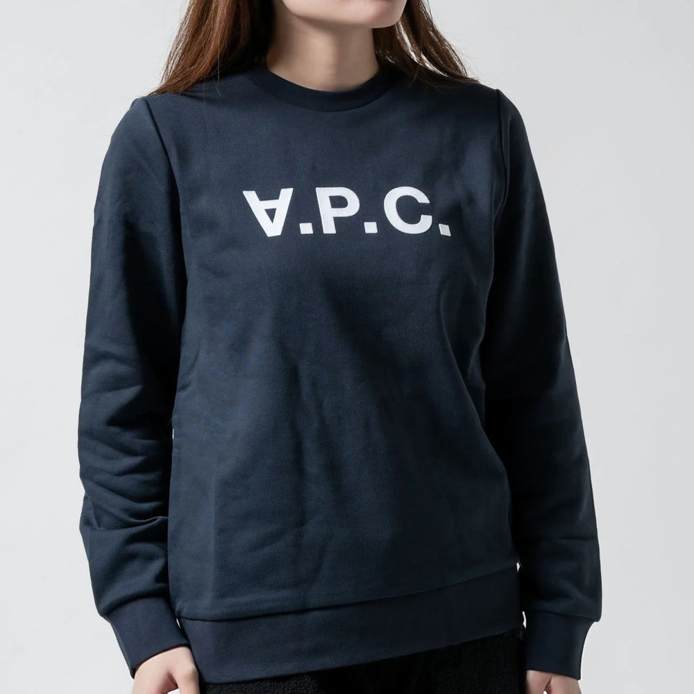 A.P.C Viva Logo Print Sweatshirt Navy