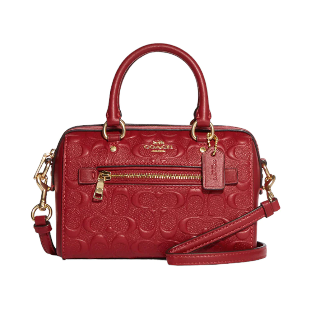Coach Mini Rowan Crossbody Leather Embossed Red