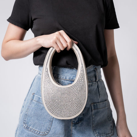 Coperni Swipe Mini Crystal-Embellished Bag Sand