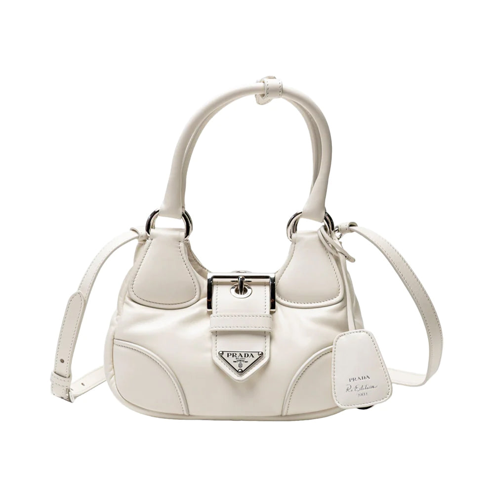 Prada Moon Padded Nappa Leather Bag White