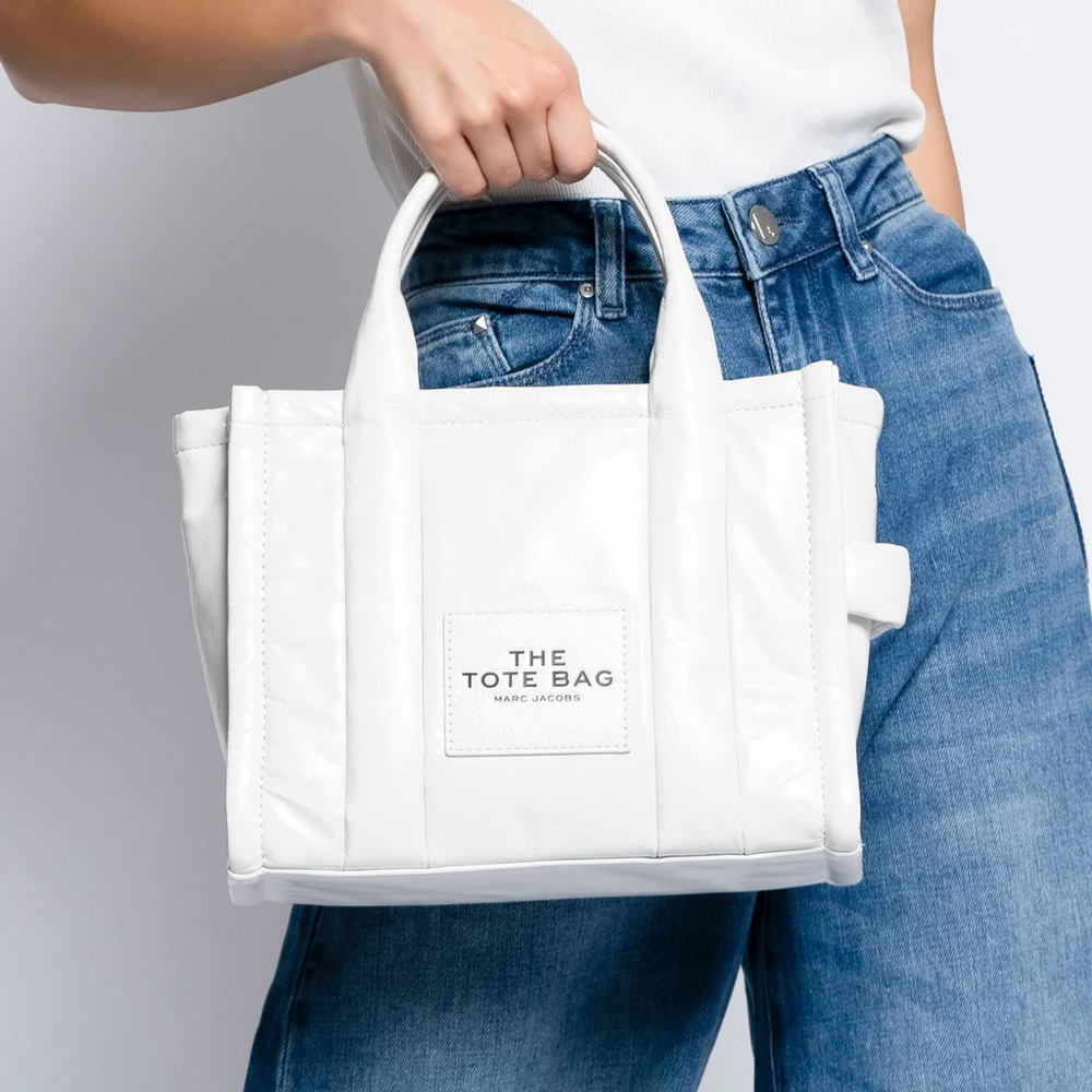 The Shiny Crinkle Mini Tote Bag White