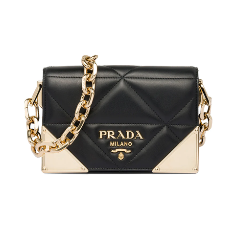 Prada Quilted Nappa Leather Chain Shoulder Bag Black