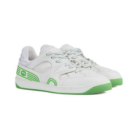 Gucci GG Supreme Canvas Basket Sneakers White Green