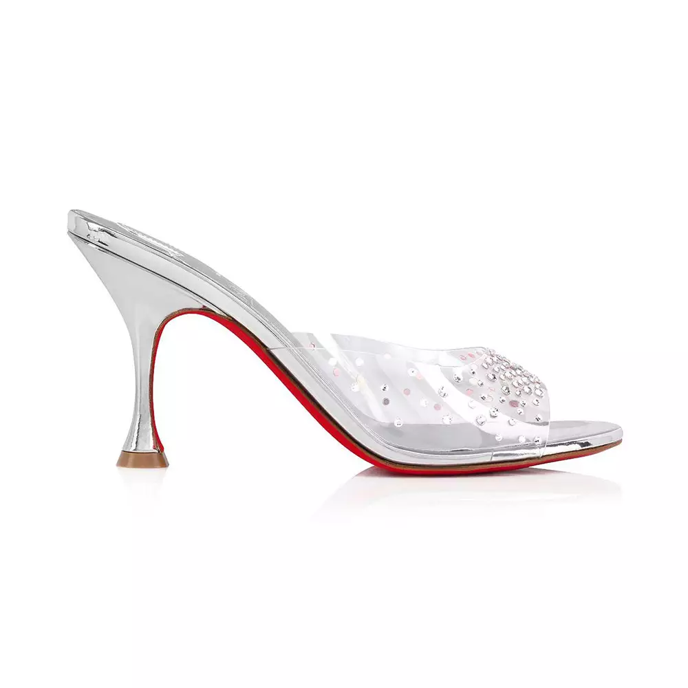 Christian Louboutin Degramule Strass 85 Mules Silver