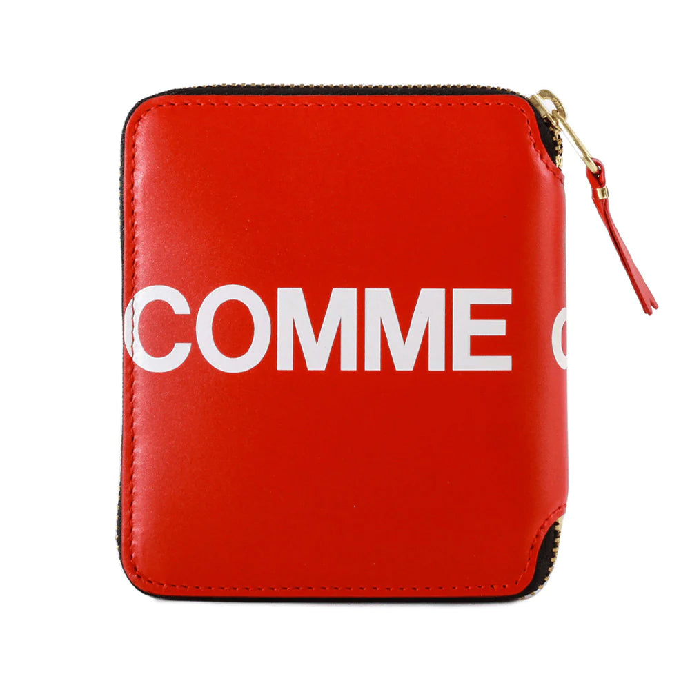 Comme Des Garcons Huge Logo Print Zipper Wallet Red