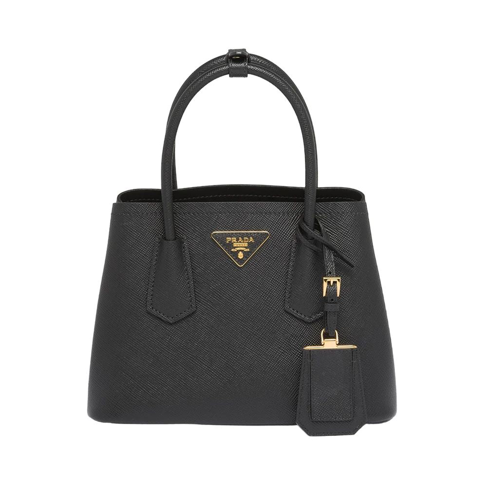Double Saffiano Leather Mini Handbag Black