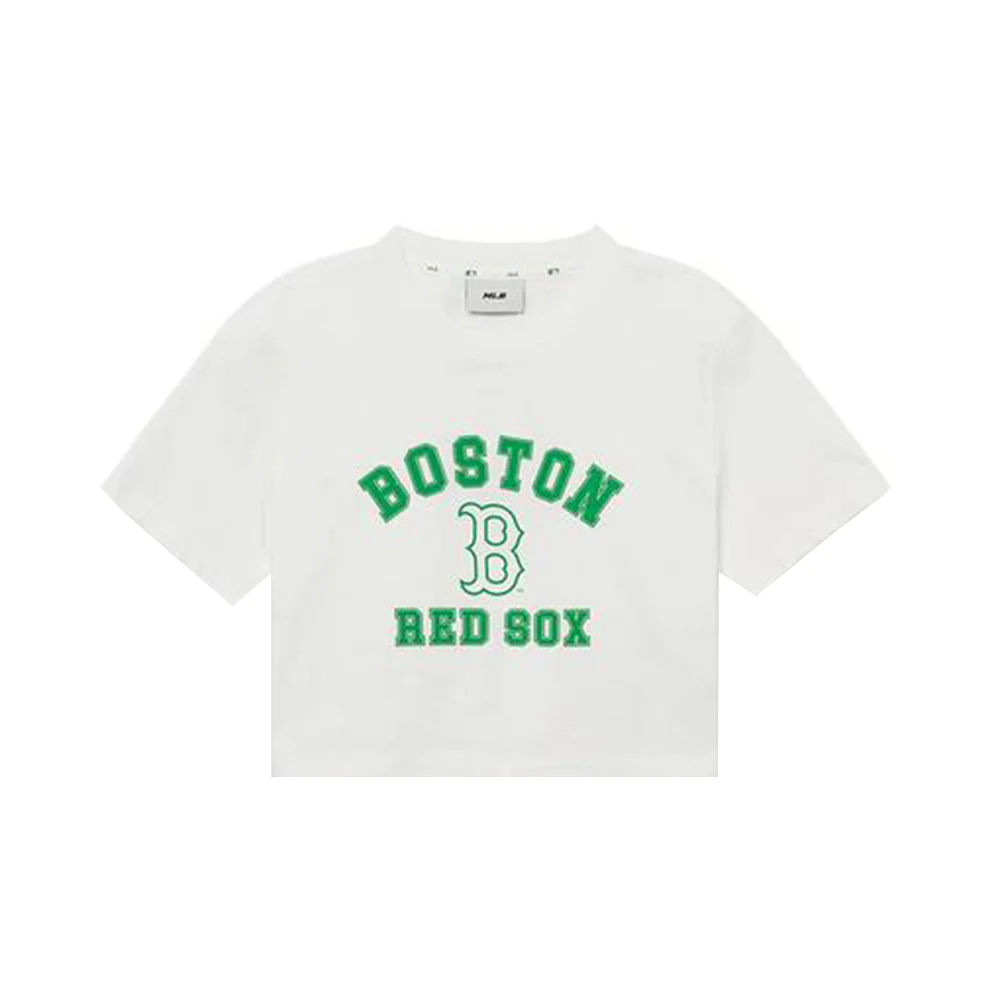 MLB Boston Redsox Varsity Comfortable Cropped Tee White/Green