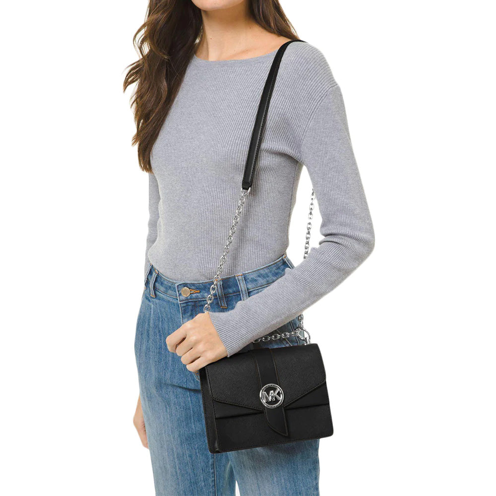 Michael Kors Greenwich Small Saffiano Crossbody Bag Black Shw