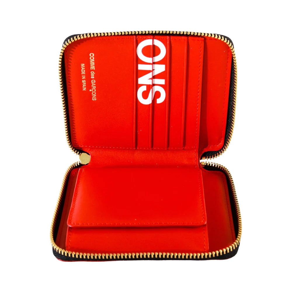 Comme Des Garcons Huge Logo Print Zipper Wallet Red