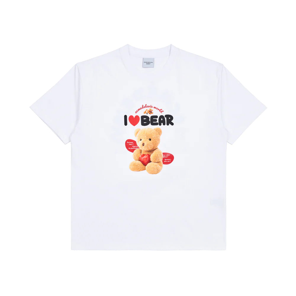 acmé de la vie I Love Teddy Bear T-Shirt White