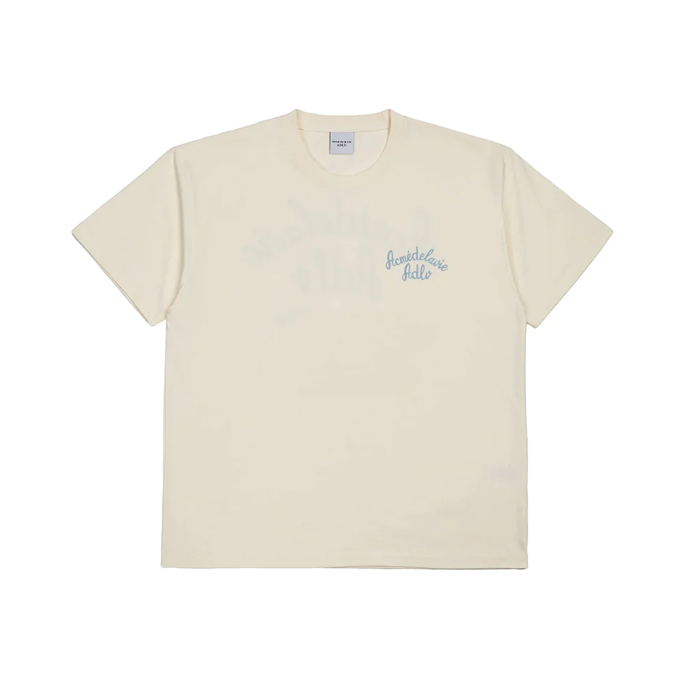 acmé de la vie Script Logo Embroidered T-Shirt Ivory | Voila.id